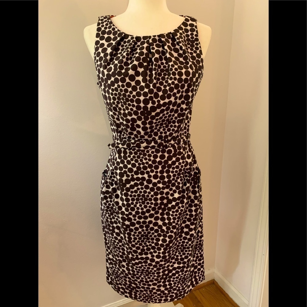 London Times brown/cream sleeveless dress, size 8